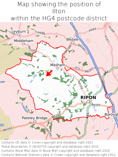 Map showing location of Ilton within HG4