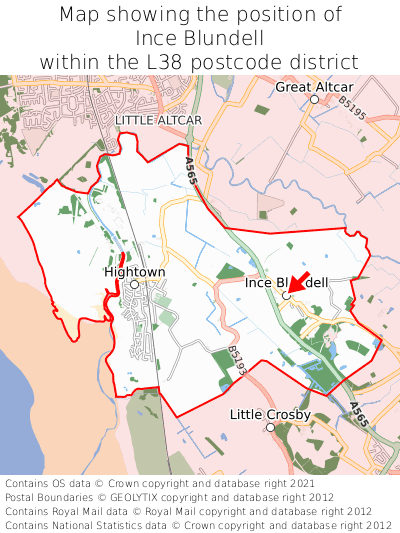 Map showing location of Ince Blundell within L38
