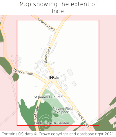 Map showing extent of Ince as bounding box