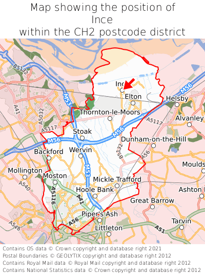 Map showing location of Ince within CH2