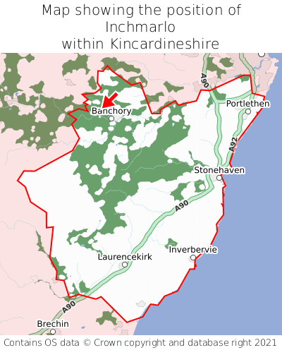 Map showing location of Inchmarlo within Kincardineshire