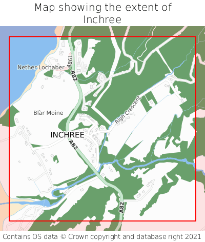 Map showing extent of Inchree as bounding box
