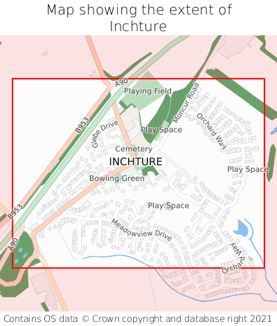 Map showing extent of Inchture as bounding box