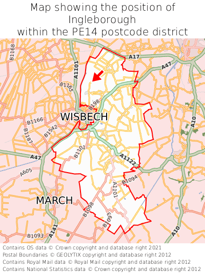 Map showing location of Ingleborough within PE14