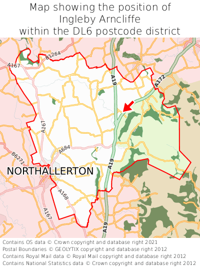 Map showing location of Ingleby Arncliffe within DL6