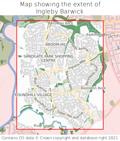 Map showing extent of Ingleby Barwick as bounding box