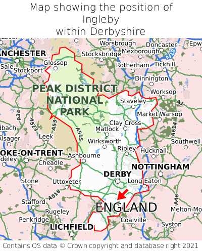 Map showing location of Ingleby within Derbyshire