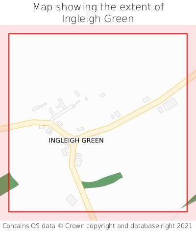 Map showing extent of Ingleigh Green as bounding box