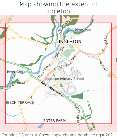 Map showing extent of Ingleton as bounding box