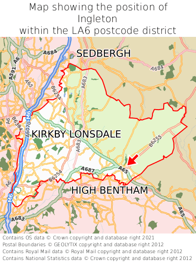 Map showing location of Ingleton within LA6