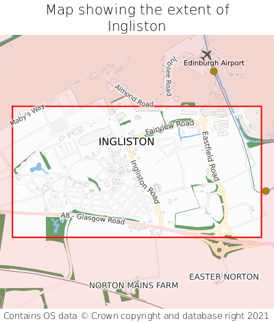 Map showing extent of Ingliston as bounding box