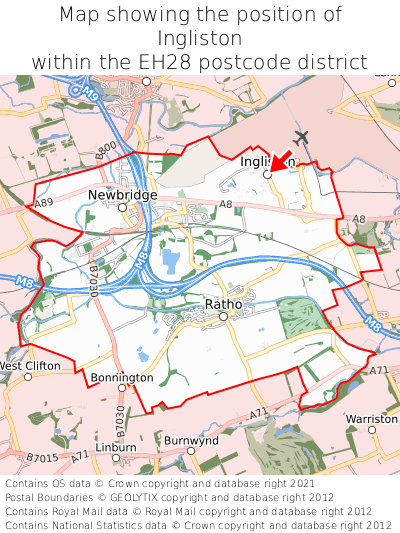 Map showing location of Ingliston within EH28