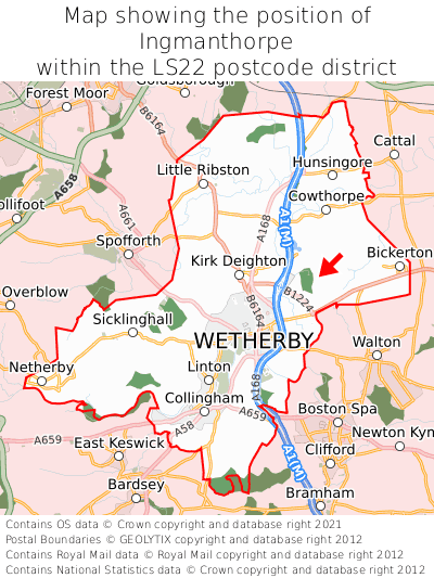 Map showing location of Ingmanthorpe within LS22