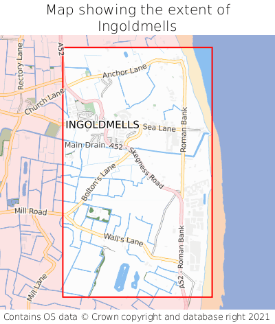 Map showing extent of Ingoldmells as bounding box