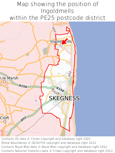 Map showing location of Ingoldmells within PE25