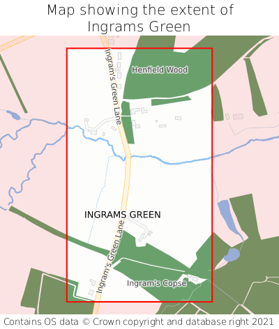 Map showing extent of Ingrams Green as bounding box