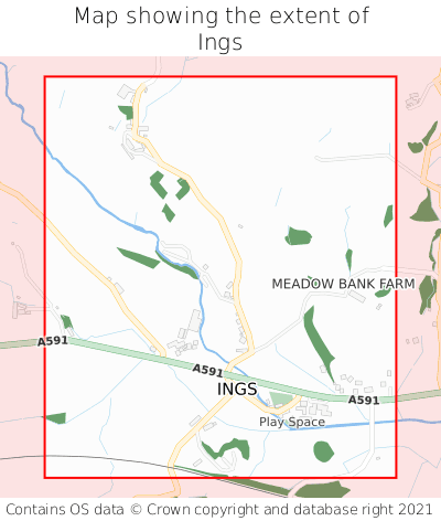 Map showing extent of Ings as bounding box