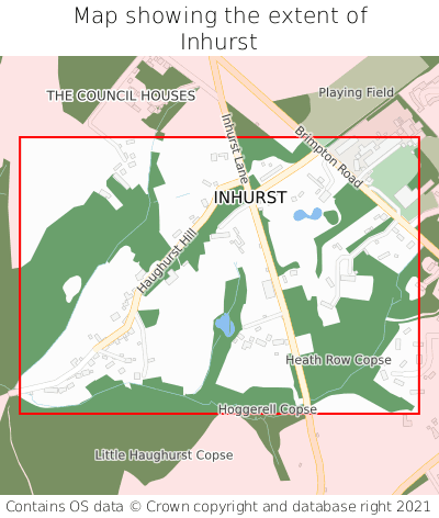 Map showing extent of Inhurst as bounding box