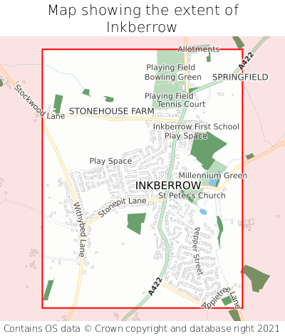 Map showing extent of Inkberrow as bounding box