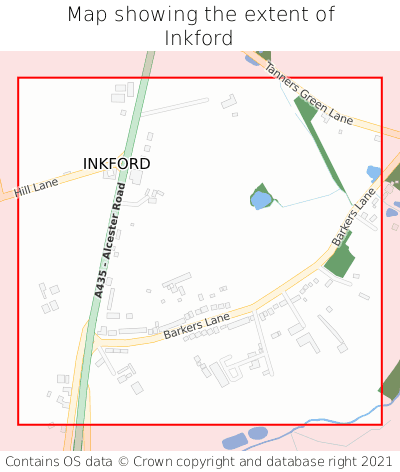 Map showing extent of Inkford as bounding box