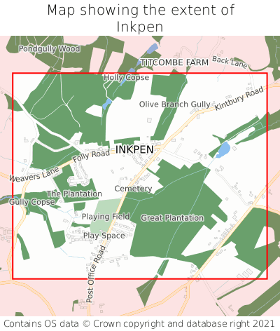 Map showing extent of Inkpen as bounding box