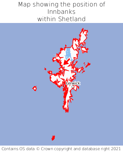 Map showing location of Innbanks within Shetland