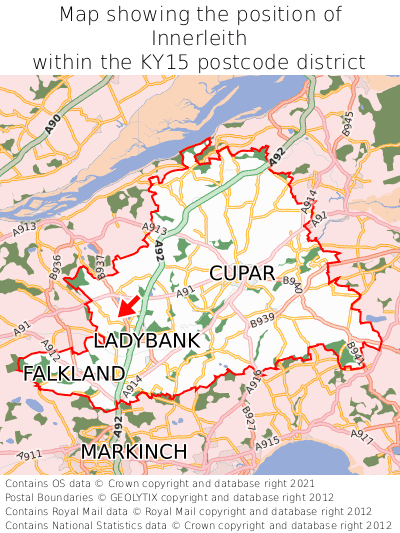 Map showing location of Innerleith within KY15