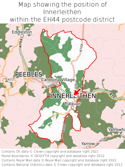 Map showing location of Innerleithen within EH44