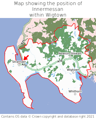 Map showing location of Innermessan within Wigtown
