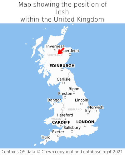 Map showing location of Insh within the UK