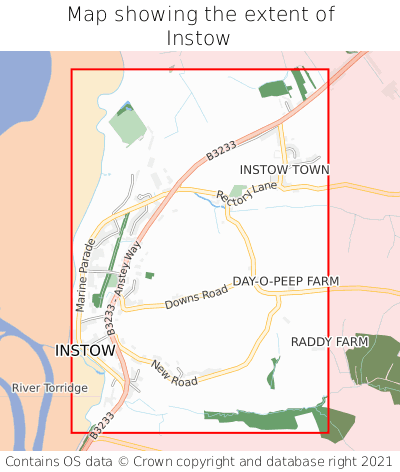 Map showing extent of Instow as bounding box