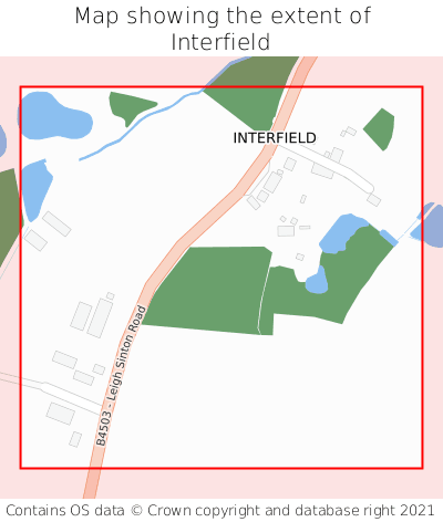 Map showing extent of Interfield as bounding box