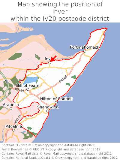 Map showing location of Inver within IV20