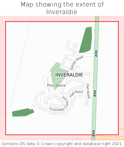 Map showing extent of Inveraldie as bounding box