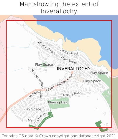 Map showing extent of Inverallochy as bounding box
