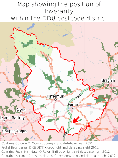 Map showing location of Inverarity within DD8