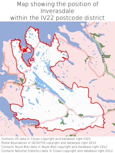 Map showing location of Inverasdale within IV22
