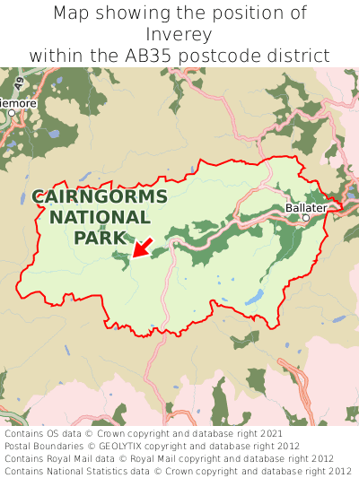 Map showing location of Inverey within AB35