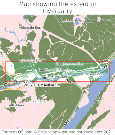 Map showing extent of Invergarry as bounding box