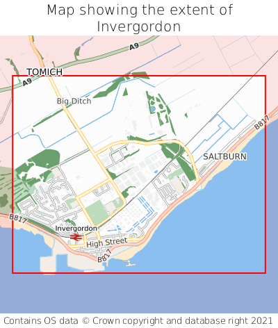 Map showing extent of Invergordon as bounding box