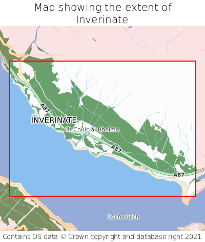 Map showing extent of Inverinate as bounding box