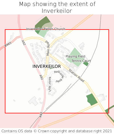 Map showing extent of Inverkeilor as bounding box
