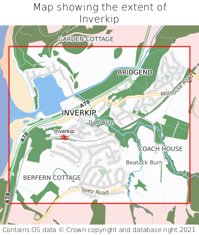 Map showing extent of Inverkip as bounding box