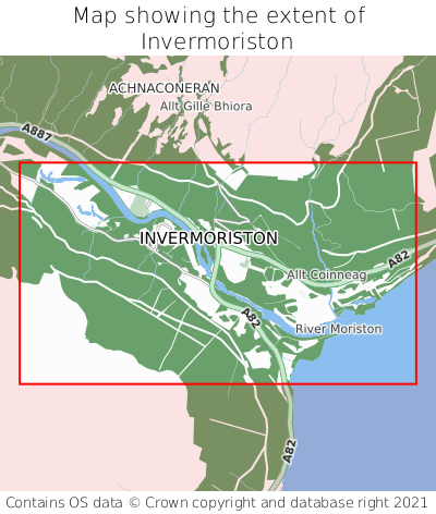 Map showing extent of Invermoriston as bounding box