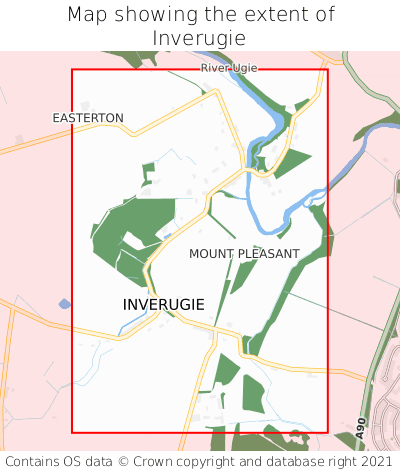 Map showing extent of Inverugie as bounding box