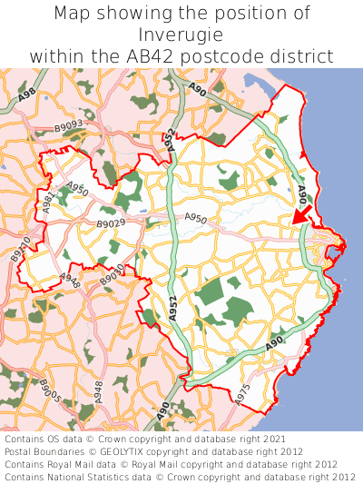 Map showing location of Inverugie within AB42