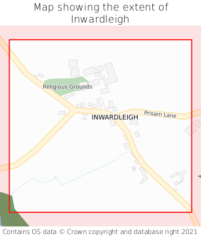 Map showing extent of Inwardleigh as bounding box