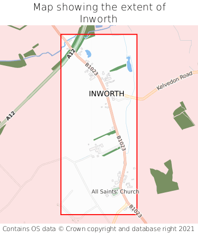 Map showing extent of Inworth as bounding box
