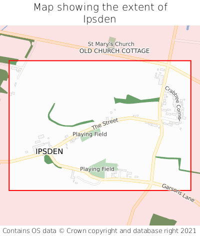 Map showing extent of Ipsden as bounding box