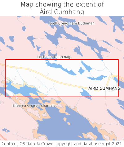 Map showing extent of Àird Cumhang as bounding box